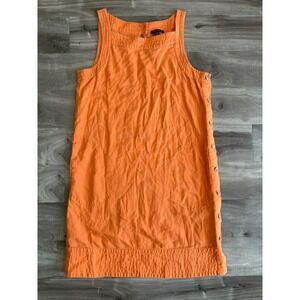 Womens Orange Sleeveless Linen Dress Size Small with Pockets